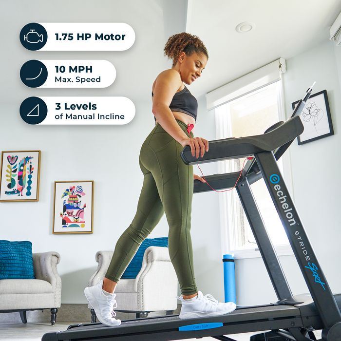 Echelon Stride 10 Sport Manual Incline Treadmill with Cushioned Deck ECH-STRIDE-10SP