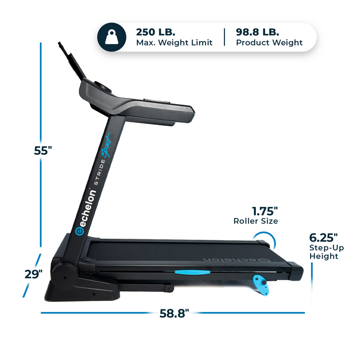 Echelon Stride 10 Sport Manual Incline Treadmill with Cushioned Deck ECH-STRIDE-10SP