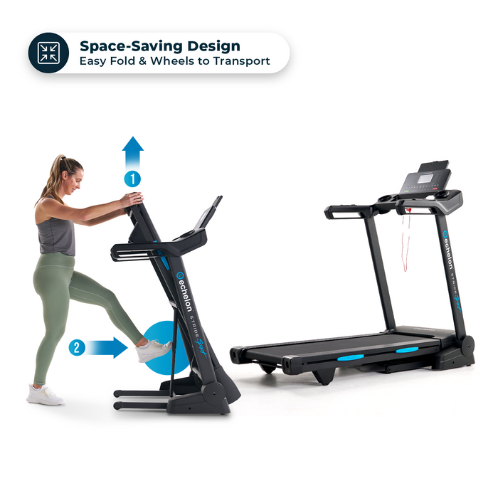 Echelon Stride 30 Sport Smart Foldable Exercise Treadmill with Cushioned Deck ECH-STRIDE-30SP