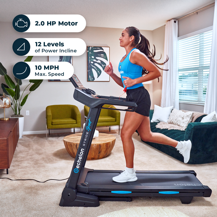 Echelon Stride 30 Sport Smart Foldable Exercise Treadmill with Cushion Elite Treadmills