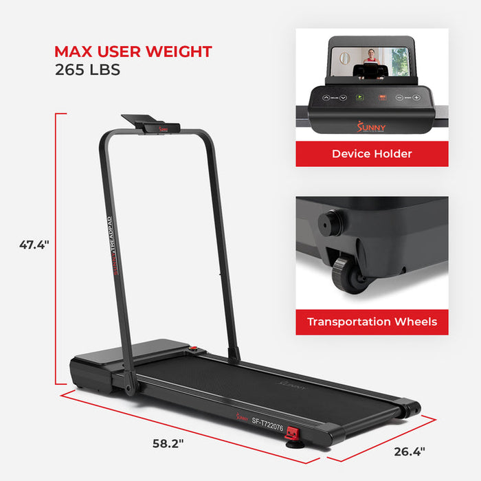 Sunny Pacer Smart Compact Auto Incline Treadpad® Treadmill SF-T722076