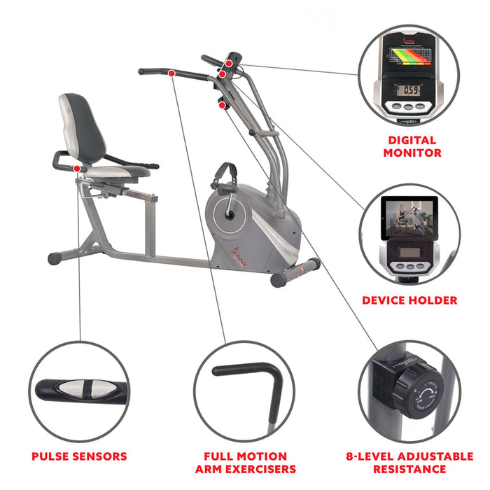 Sunny Stationary Cross Trainer Magnetic Recumbent Bike  SF-RB4936