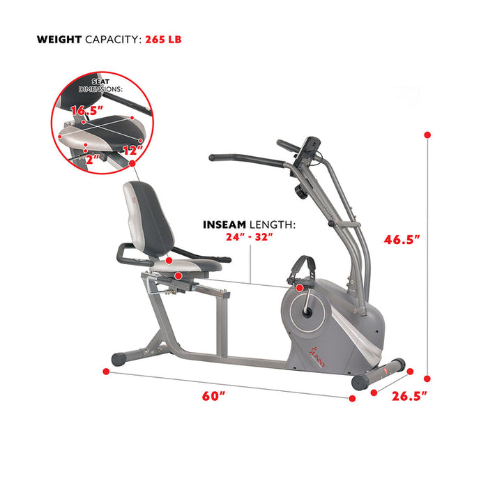 Sunny Stationary Cross Trainer Magnetic Recumbent Bike  SF-RB4936