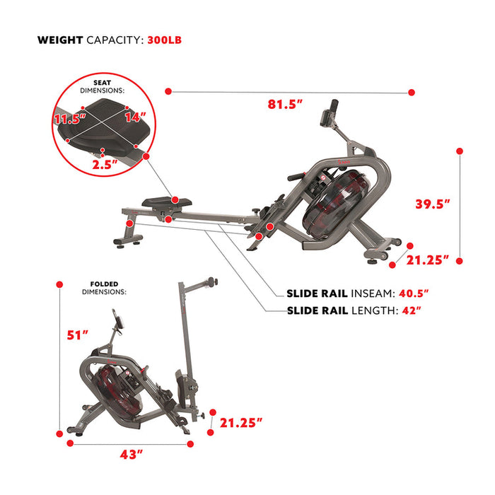 Sunny Phantom Hydro Water Rowing Machine SF-RW5910