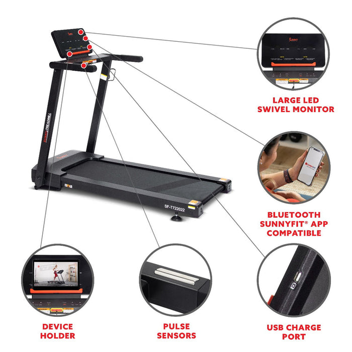 Sunny Interactive Slim Auto Incline Treadmill SF-T722022